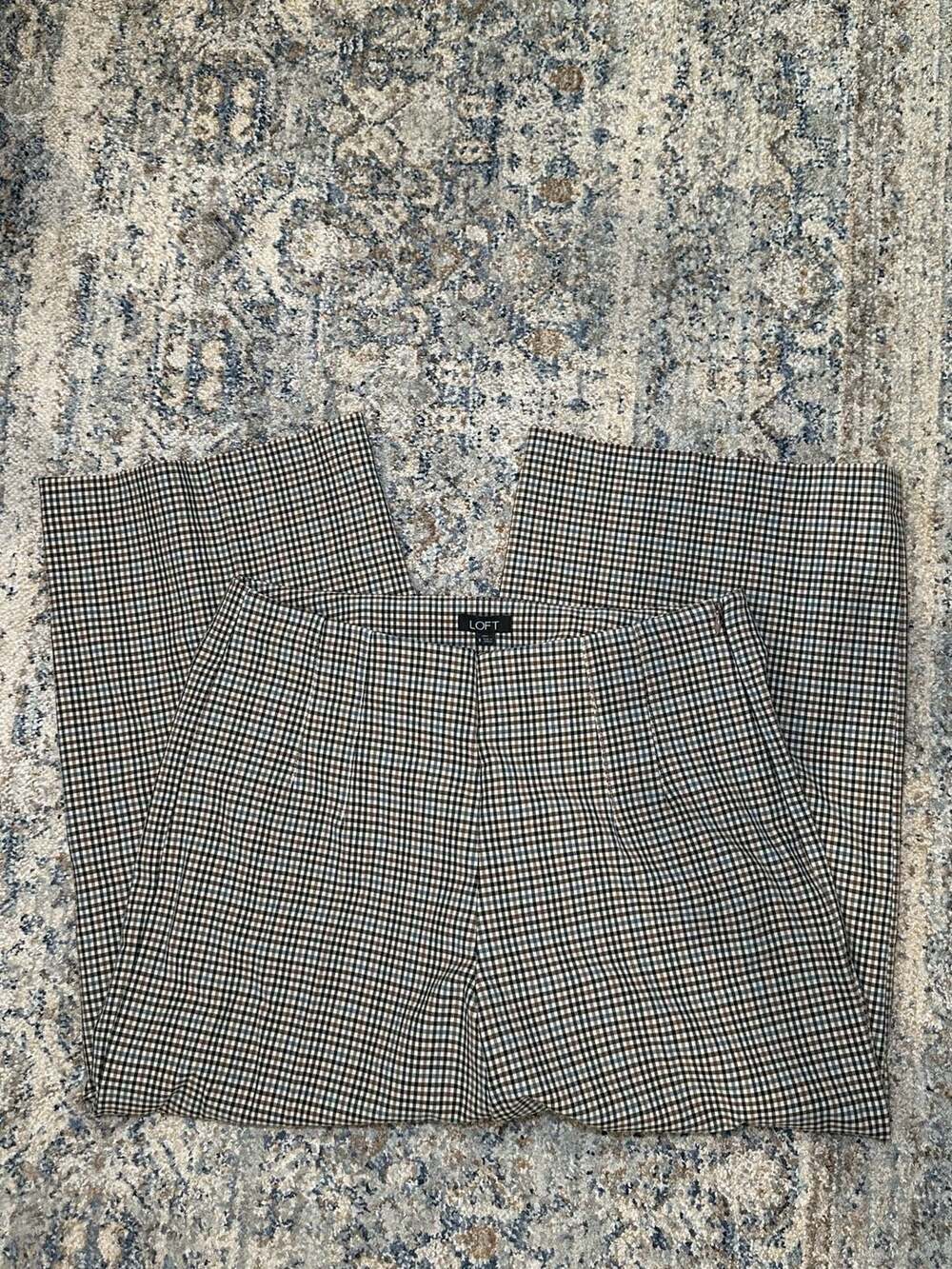Loft Curvy Gingham Plaid Tailored Pants Size 8